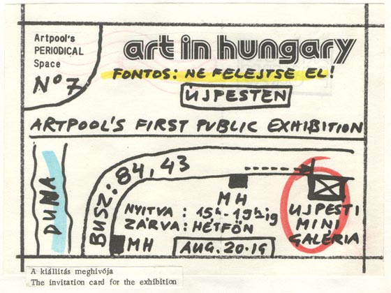 Artpool’s Periodical Space No 7. - ART + POST (Művészet és Posta) - Art in Hungary, meghívó, Újpesti Mini Galéria, Budapest, 1981.