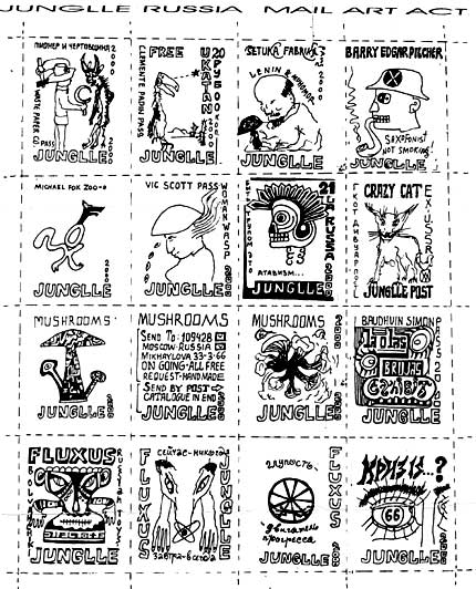 Stampsheet by Junglle Russia Mail Art Act