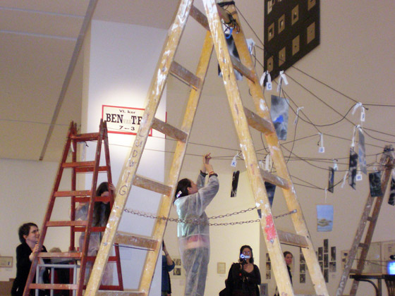 Building the Fluxus East exhibition, Ludwig Museum, Budapest, 2008.