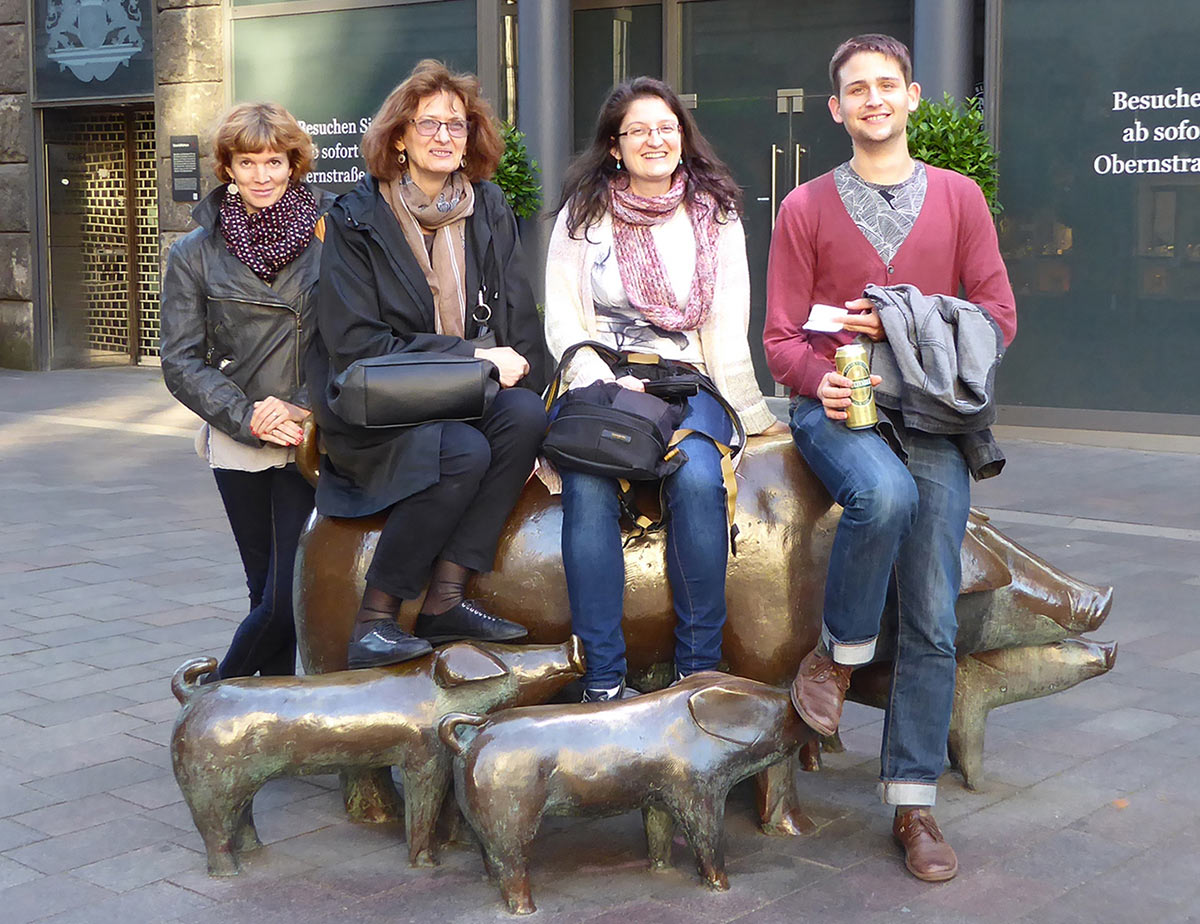 The Artpool team: Anna Szirmai, Júlia Klaniczay, Dóra Halasi, Kristóf Nagy and Viktor Kotun, Bremen, Germany, 2017.