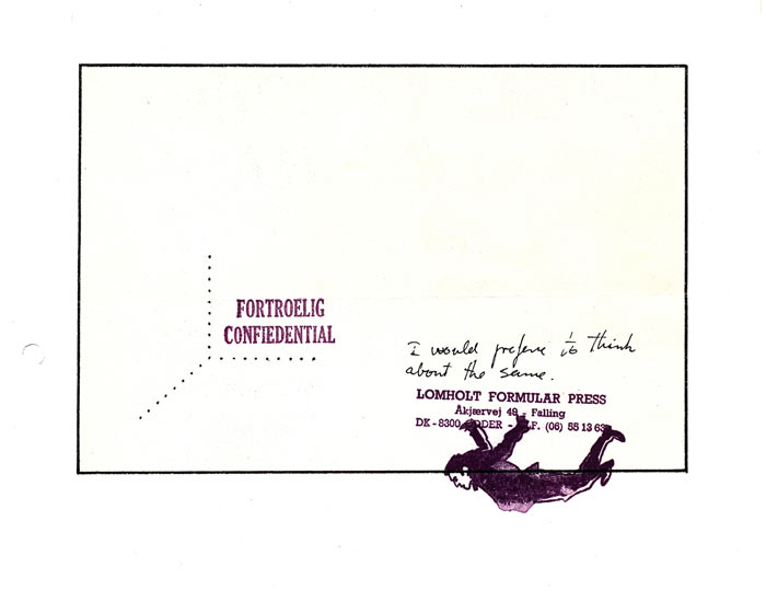 Artwork by Lomholt Formular Press
