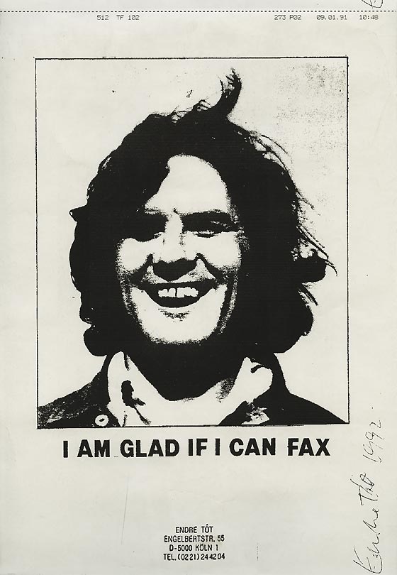 Fax by Endre Tót for Artpool’s Faxzine, 1992.