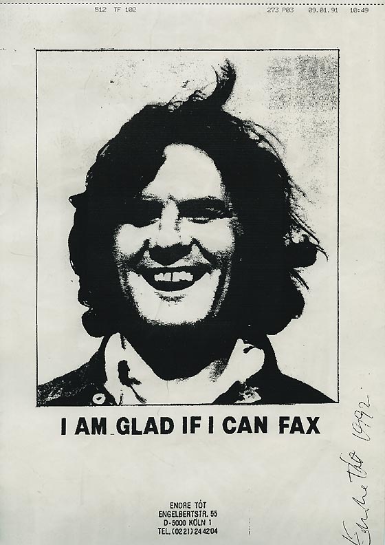 Fax by Endre Tót for Artpool’s Faxzine, 1992.