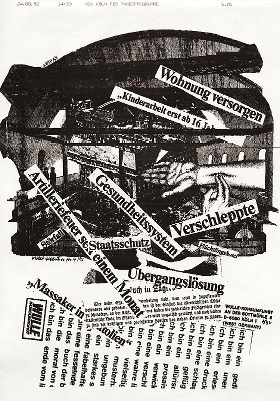 Fax by Wulle Konsumkunst for Artpool’s Faxzine, 1992.